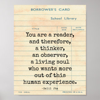 Reader Human Experience Salil Jha Quote Wall Art