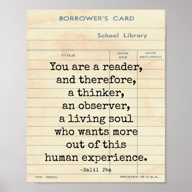 Reader Human Experience Salil Jha Quote Wall Art (Front)