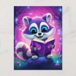 Reader Racoon Postcard