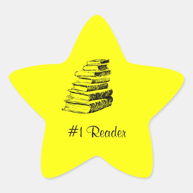Reader Yellow Star Custom Bookplate Sticker (Front)