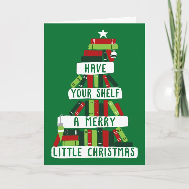 Readers and Book Lovers Christmas Tree Holiday Card (Front)