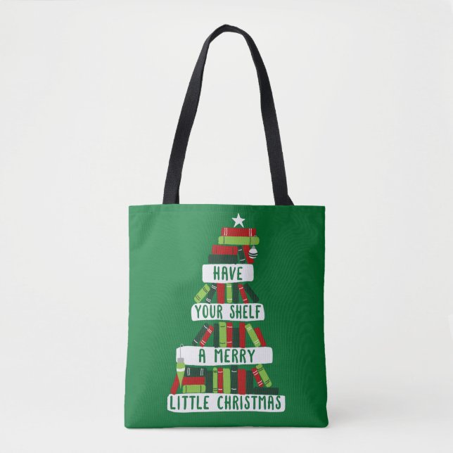 Readers and Book Lovers Christmas Tree Tote Bag (Front)