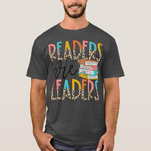 Readers Are Leaders Boho Leopard Book Lover Back T T-Shirt