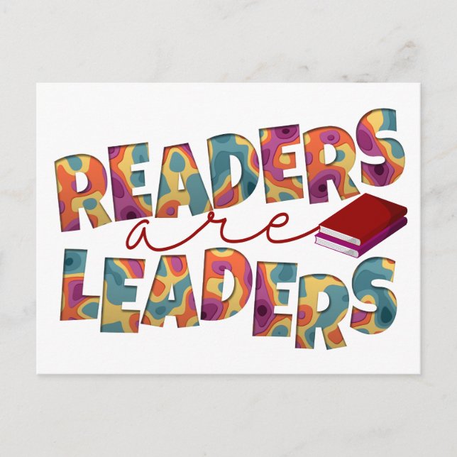  Readers are Leaders, Book Lover,  Holiday Postcard (Front)