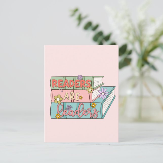 Readers Are Leaders – Cute & Inspirational Book Postcard (Standing Front)