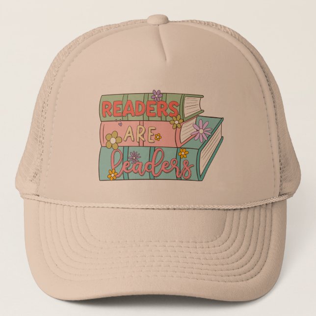 Readers Are Leaders – Cute & Inspirational Book Trucker Hat (Front)