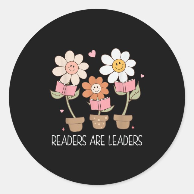 Readers Are Leaders Motivational Reading Book Quot Classic Round Sticker (Front)