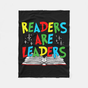 Readers are leaders reading book lover teacher kid fleece blanket