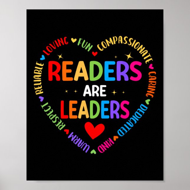 Readers Are Leaders Reading Teacher Women Kids Boo Poster (Front)