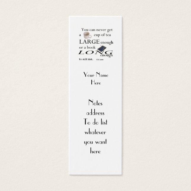 Reader's C.S.Lewis Quote Bookmark to Customise (Front)