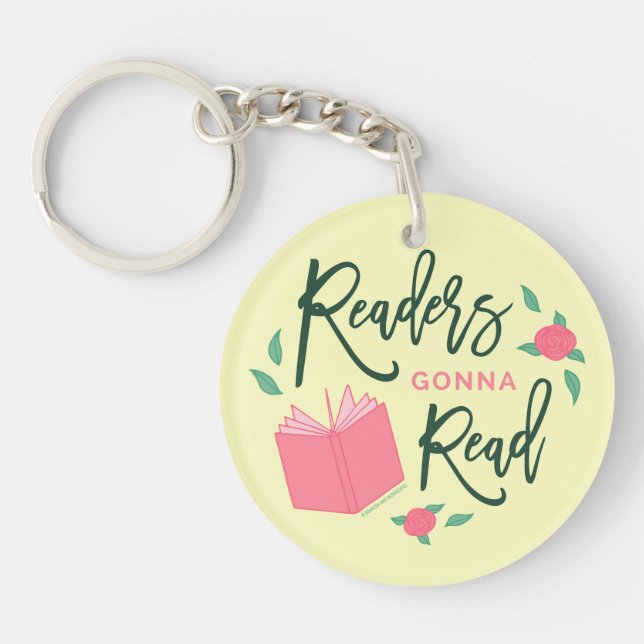 Readers Gonna Read Bookish Floral Key Ring (Front)