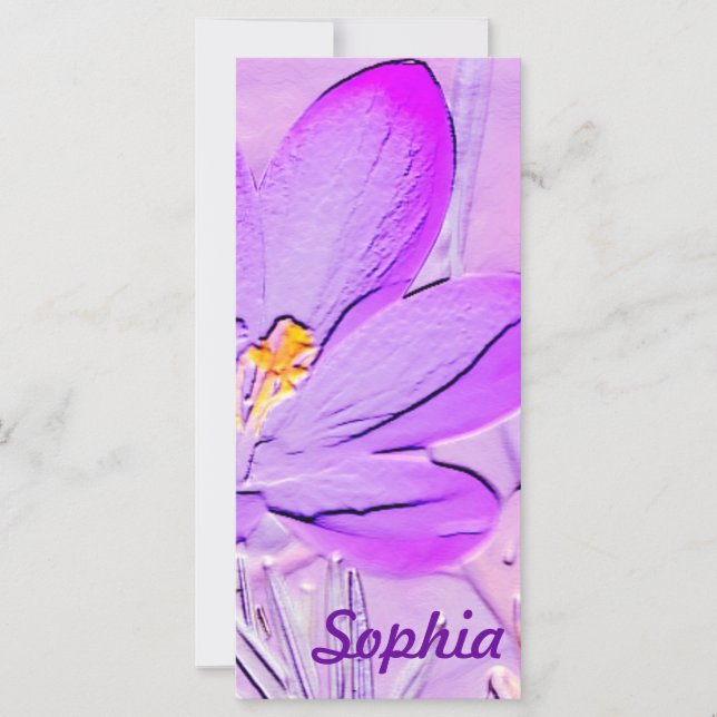 Reader's Lament Poem with a Purple Crocus Bookmark (Front)