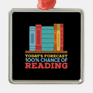 Reading - 100% Chance of Reading Funny Book Metal Tree Decoration