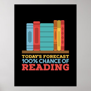 Reading - 100% Chance of Reading Funny Book Poster