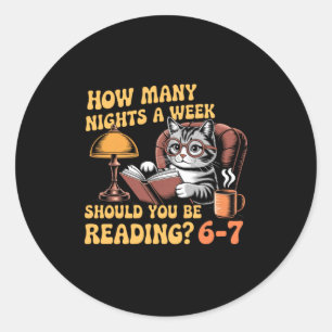 Reading 67 Meme Englieacher In Funny 67 Cat Vintag Classic Round Sticker
