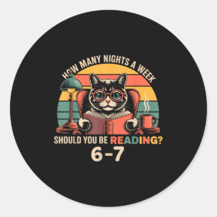 Reading 67 Meme Englieacher In Funny 67 Retro Cat  Classic Round Sticker