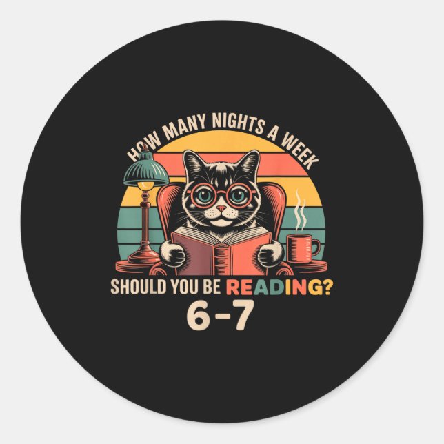 Reading 67 Meme Englieacher In Funny 67 Retro Cat  Classic Round Sticker (Front)