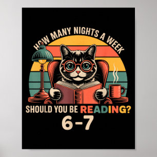 Reading 67 Meme Englieacher In Funny 67 Retro Cat  Poster