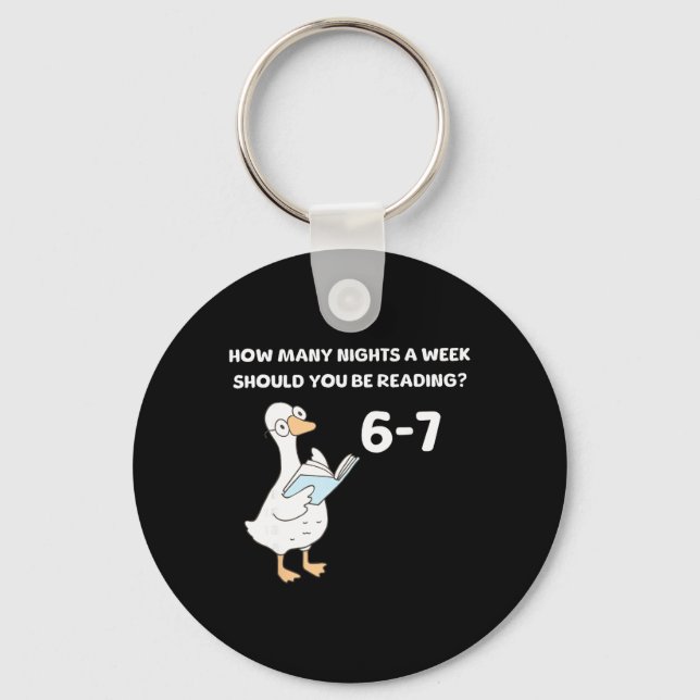 Reading 6-7 Funny Silly Goose Read Books Bookish B Key Ring (Front)