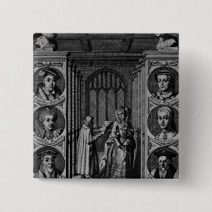 Reading a letter to Queen Elizabeth I 15 Cm Square Badge