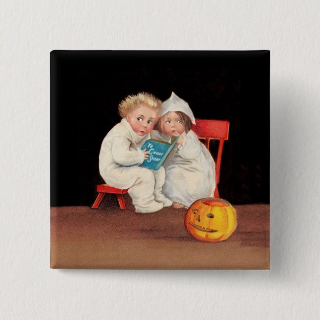 Reading a Scary Story 15 Cm Square Badge (Front)