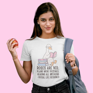 Reading All Weekend Funny Book Lover Goose Tri-Blend Shirt