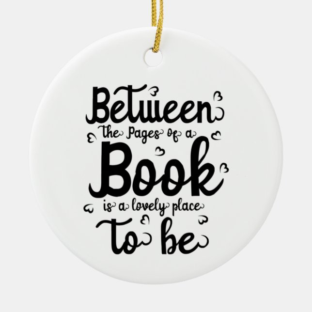 Reading Art Between The Paper Of A Book Ceramic Tree Decoration (Front)