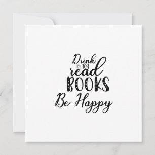 Reading Art Drink Tea Read Books Be Happy Holiday Card