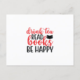 Reading Art Drink Tea Read Books Be Happy Postcard
