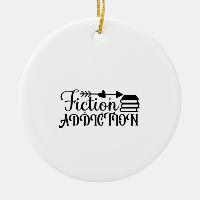 Reading Art Fiction Addiction Ceramic Tree Decoration (Front)
