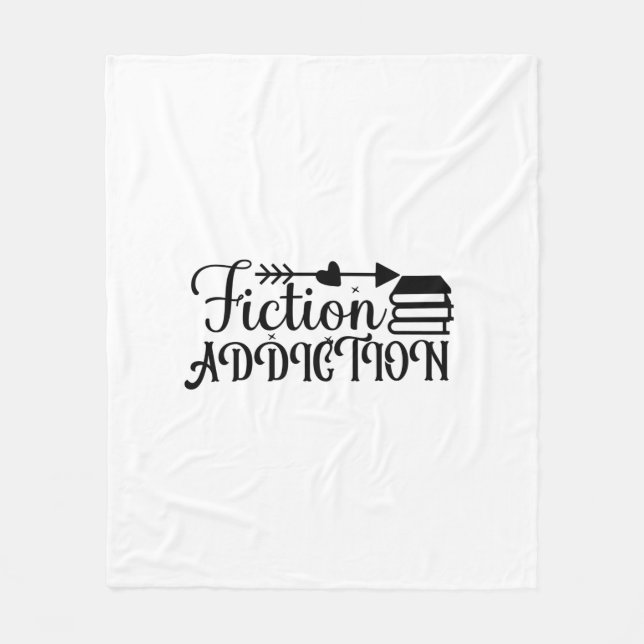 Reading Art Fiction Addiction Fleece Blanket (Front)