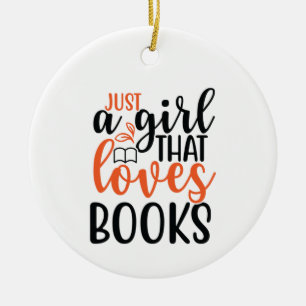 Reading Art Just A Girl That Loves Books Ceramic Tree Decoration