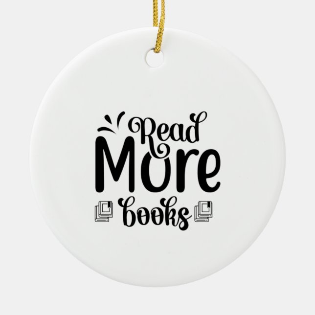 Reading Art Read More Books Ceramic Tree Decoration (Front)