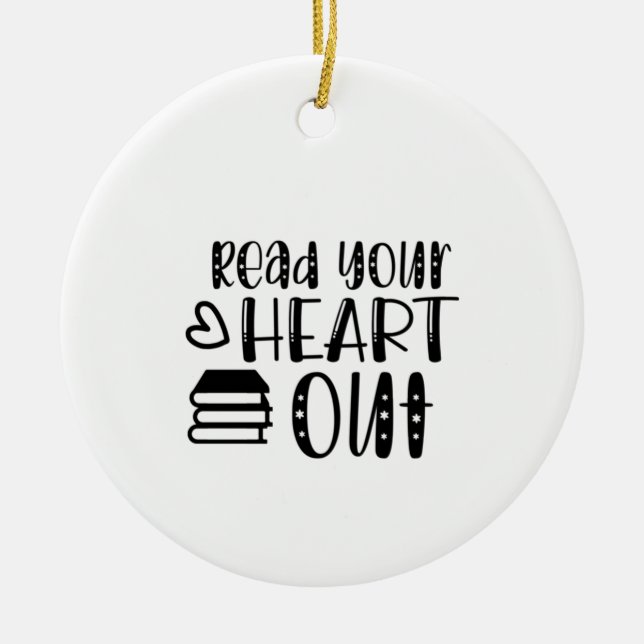 Reading Art Read Your Heart Out Ceramic Tree Decoration (Front)
