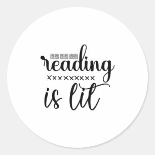 Reading Art Reading Is Lit Classic Round Sticker