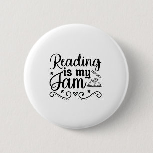 Reading Art Reading Is My Jam 6 Cm Round Badge