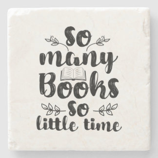 Reading Art So Many Books So Little Time Stone Coaster