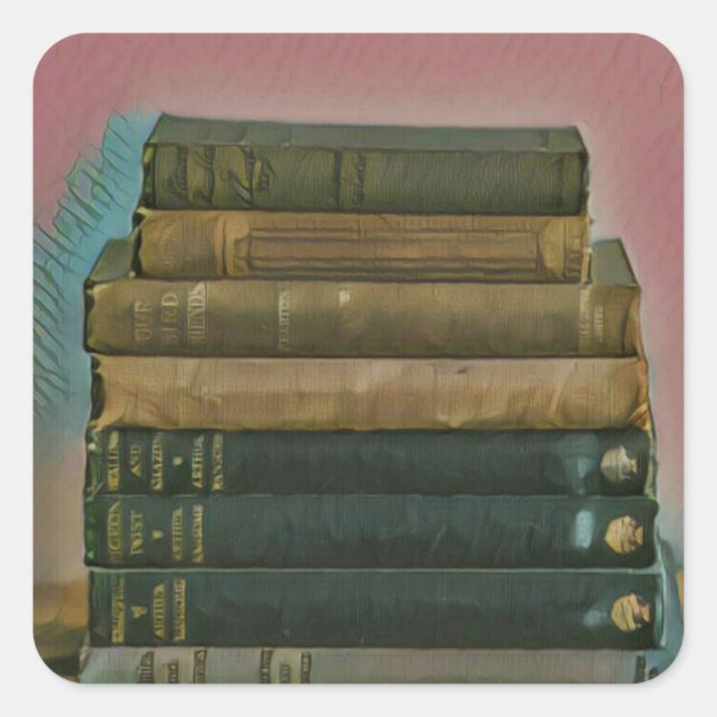 Reading artwork gift square sticker (Front)