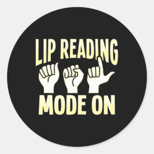 Reading Asl Hand Gesture Deaf Hearing Loss Awarene Classic Round Sticker