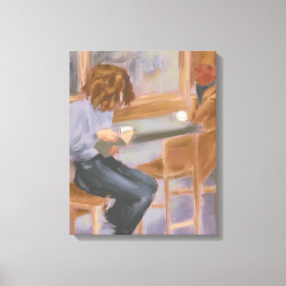 Reading at the Cafe Canvas Print