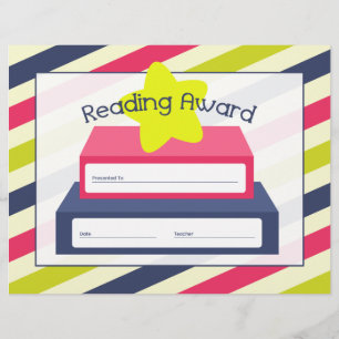 Reading Award Certificate - Stripes Book & Star