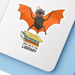 Reading Bat Whimsical Librarian with Books