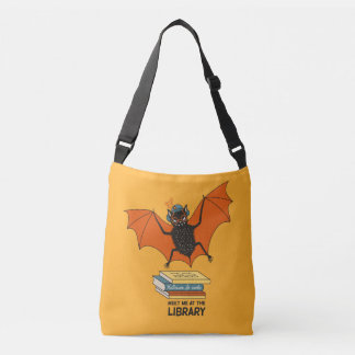 Reading Bat | Whimsical Librarian with Books Crossbody Bag