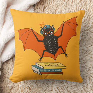 Reading Bat | Whimsical Librarian with Books Cushion