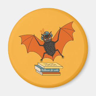 Reading Bat | Whimsical Librarian with Books Magnet