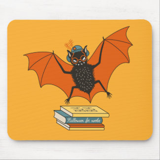 Reading Bat | Whimsical Librarian with Books Mouse Mat