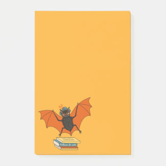 Reading Bat | Whimsical Librarian with Books Post-it Notes