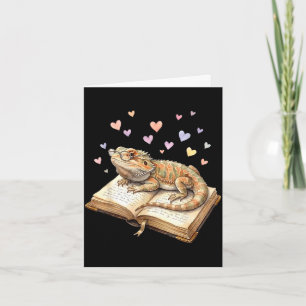 Reading bearded dragon reptile book lover for boys card