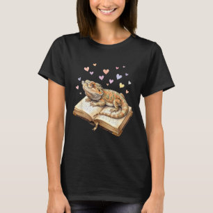 Reading bearded dragon reptile book lover for boys T-Shirt