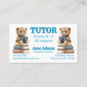 Reading Bears Teacher Tutor School Daycare Business Card